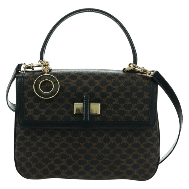 【日本直送】CELINE Circle Macadam帆布手提包 PVC 2way 黑色金色 Auth 171461V-12