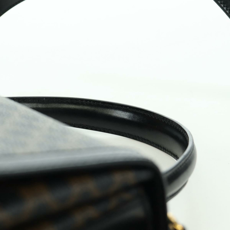 【日本直送】CELINE Circle Macadam帆布手提包 PVC 2way 黑色金色 Auth 171461V-13