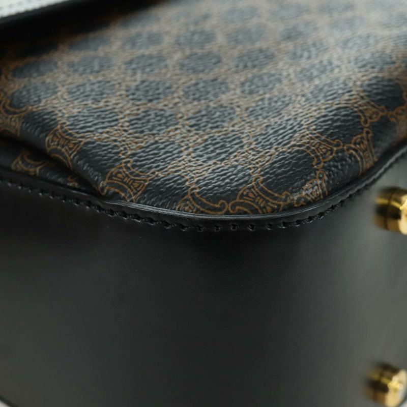 【日本直送】CELINE Circle Macadam帆布手提包 PVC 2way 黑色金色 Auth 171461V-15