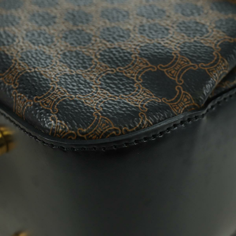 【日本直送】CELINE Circle Macadam帆布手提包 PVC 2way 黑色金色 Auth 171461V-16