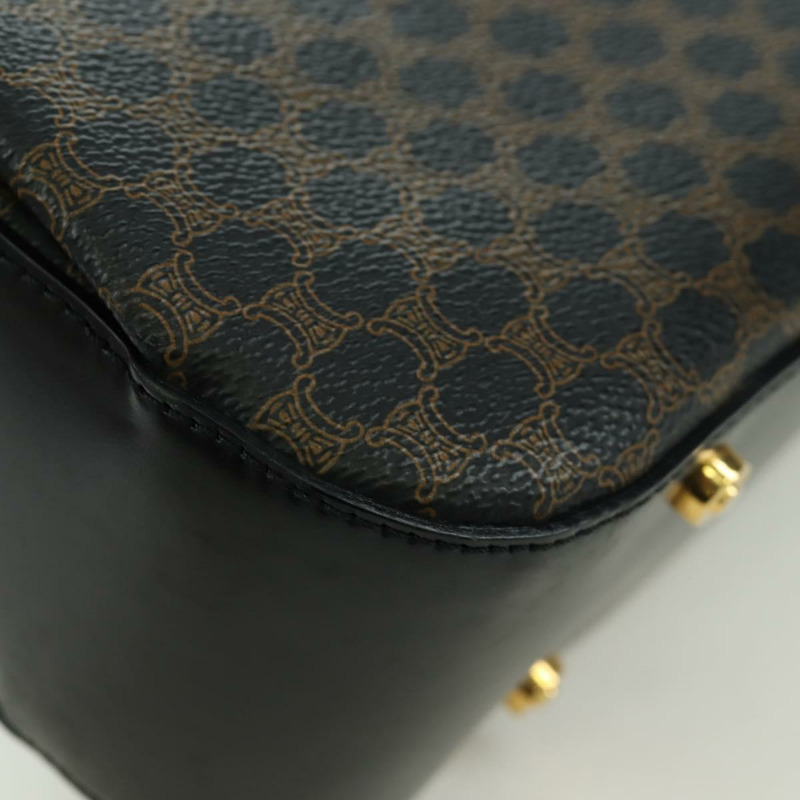 【日本直送】CELINE Circle Macadam帆布手提包 PVC 2way 黑色金色 Auth 171461V-17