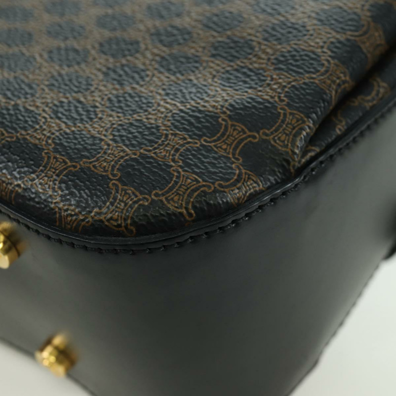 【日本直送】CELINE Circle Macadam帆布手提包 PVC 2way 黑色金色 Auth 171461V-18