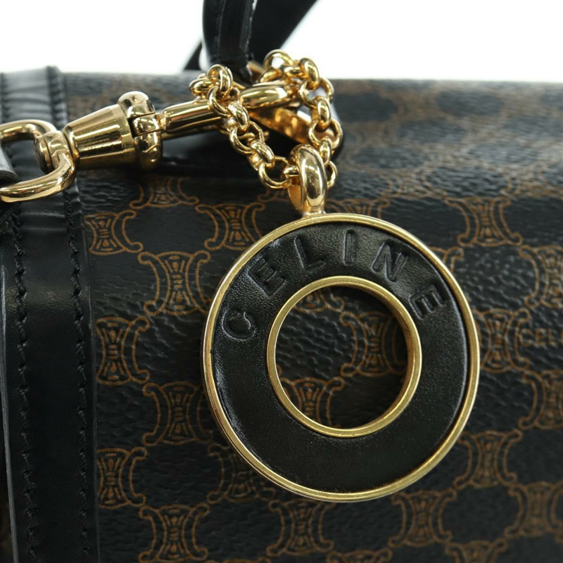 【日本直送】CELINE Circle Macadam帆布手提包 PVC 2way 黑色金色 Auth 171461V-19