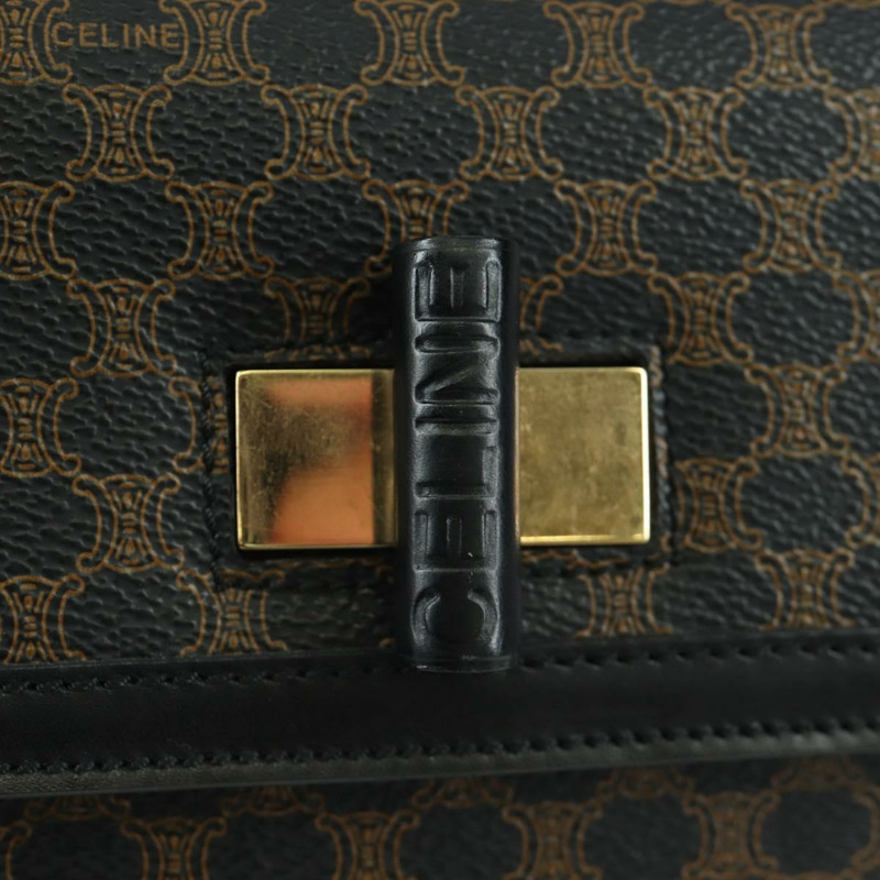 【日本直送】CELINE Circle Macadam帆布手提包 PVC 2way 黑色金色 Auth 171461V-20