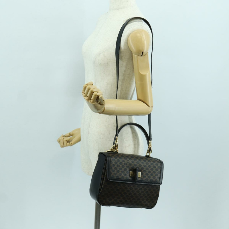 【日本直送】CELINE Circle Macadam帆布手提包 PVC 2way 黑色金色 Auth 171461V-26