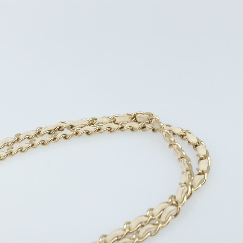 【日本直送】香奈兒 Matelasse 25 鏈條肩背包 白色 皮革 金色 CC 標誌 Auth 168320V-7