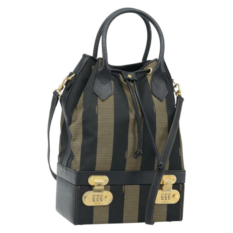 【日本直送】FENDI 胡桃色帆布手提包 PVC 兩用黑色棕色 正品 LNZ340-0