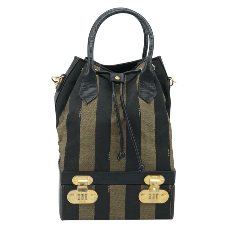 【日本直送】FENDI 胡桃色帆布手提包 PVC 兩用黑色棕色 正品 LNZ340-12