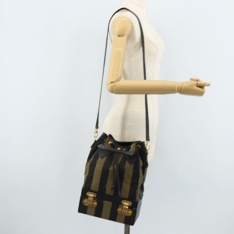 【日本直送】FENDI 胡桃色帆布手提包 PVC 兩用黑色棕色 正品 LNZ340-28