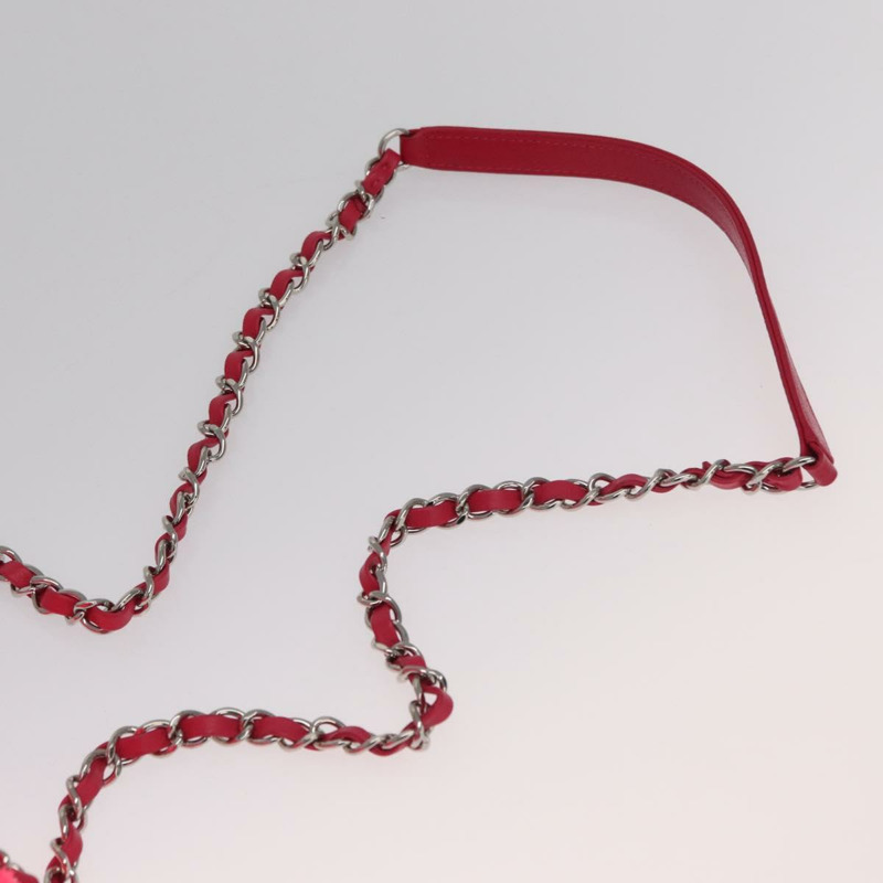 【日本直送】香奈兒 Matelasse 25 鏈條肩背包，粉紅色/銀色雙C標誌，貨號 171515SM-13