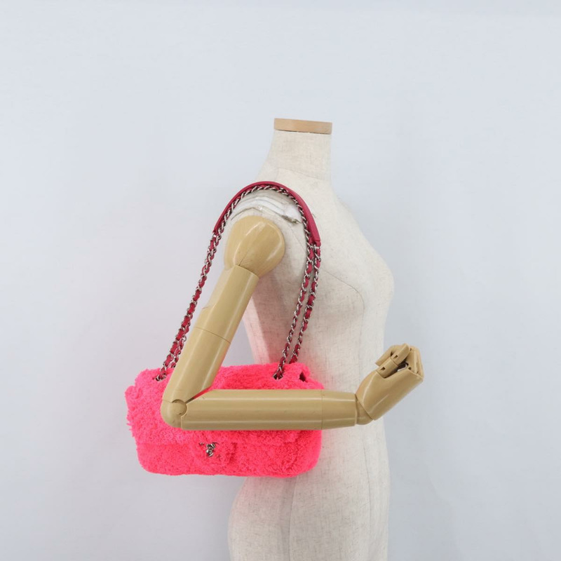 【日本直送】香奈兒 Matelasse 25 鏈條肩背包，粉紅色/銀色雙C標誌，貨號 171515SM-27