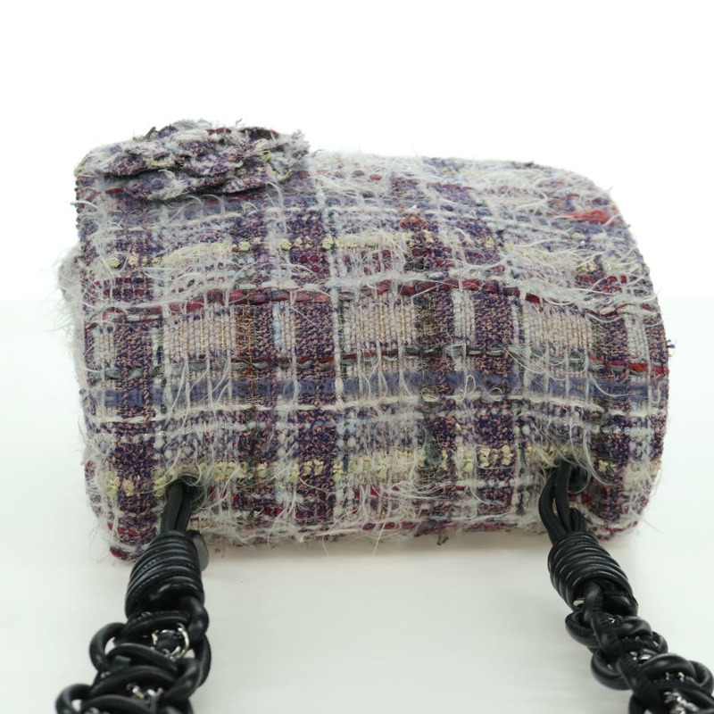 【日本直送】香奈兒山茶花鏈肩背包，斜紋軟呢紫色銀色雙C標誌，正品 LNZ320SAv-5