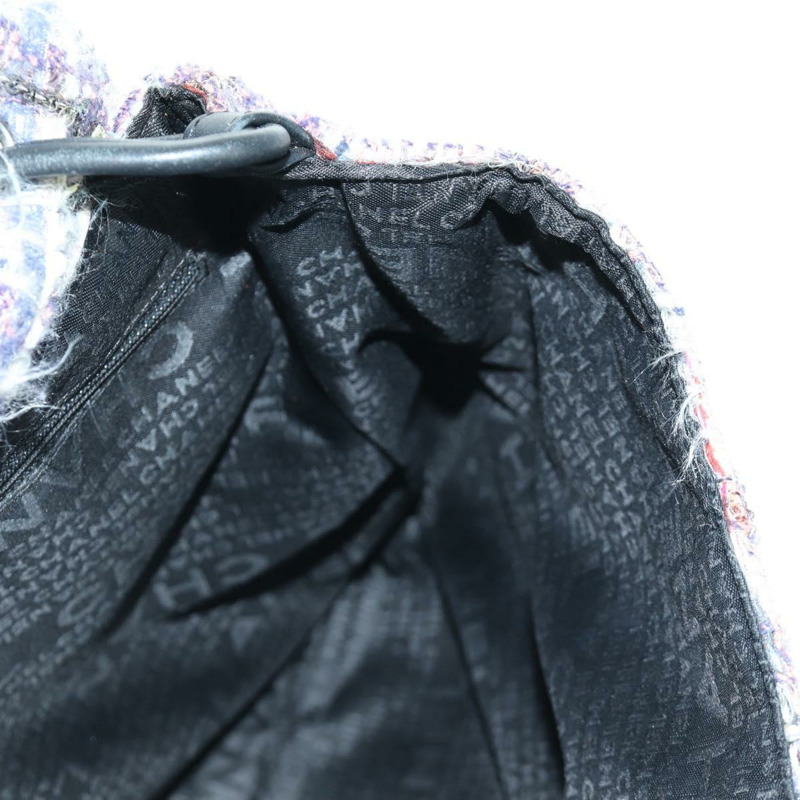 【日本直送】香奈兒山茶花鏈肩背包，斜紋軟呢紫色銀色雙C標誌，正品 LNZ320SAv-22