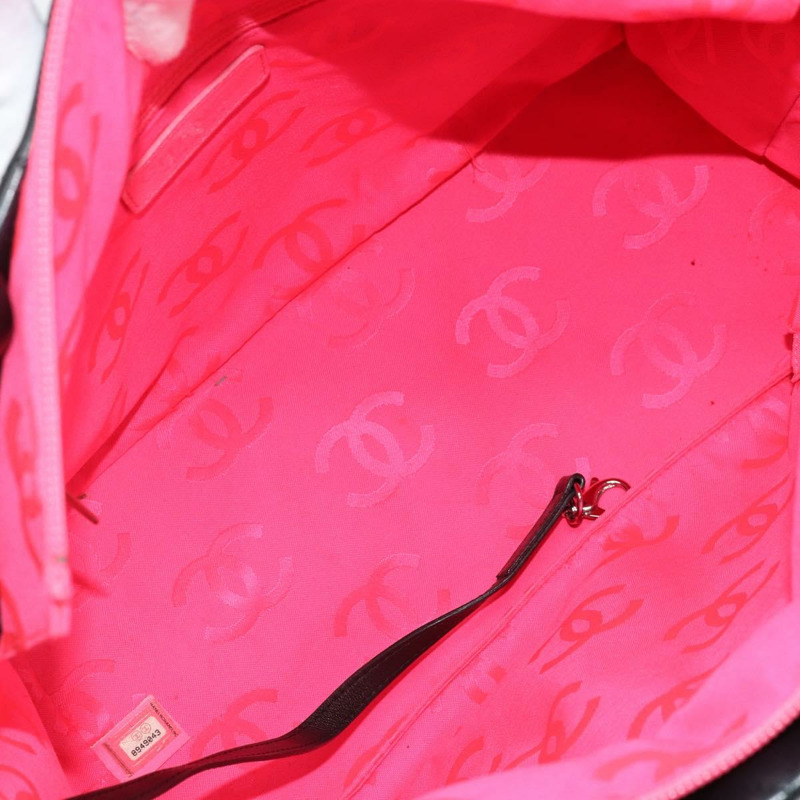 【日本直送】香奈兒 Cambon 系列絎縫托特包，羊皮材質，黑色銀色雙C標誌，正品編號 173305SAM-10