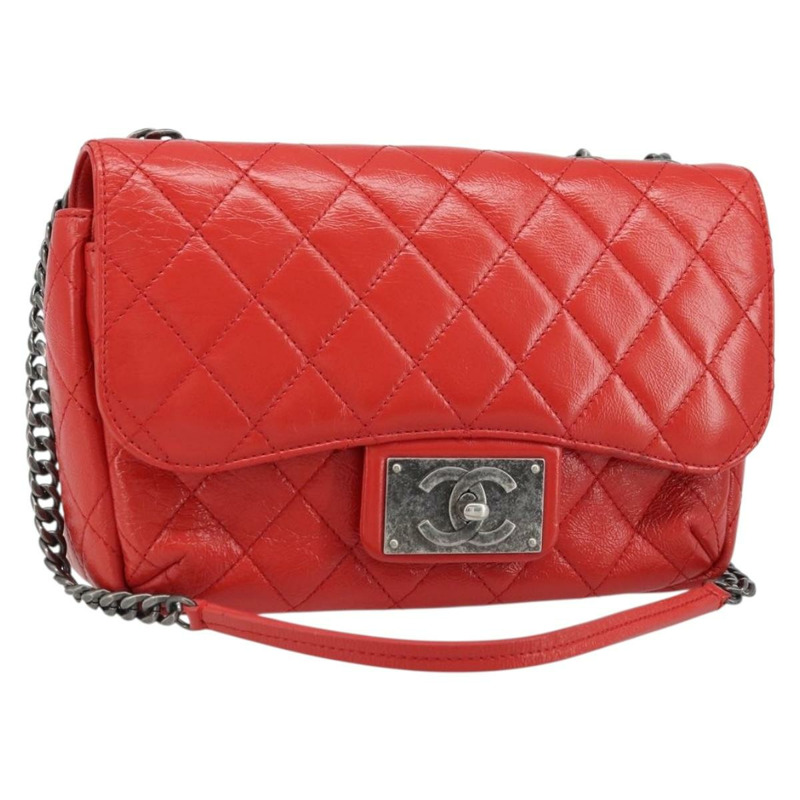 【日本直送】香奈兒 Matelasse 25 鏈條肩背包 小牛皮 紅色 CC 標誌 Auth 173308V-0