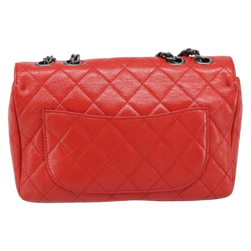 【日本直送】香奈兒 Matelasse 25 鏈條肩背包 小牛皮 紅色 CC 標誌 Auth 173308V-1