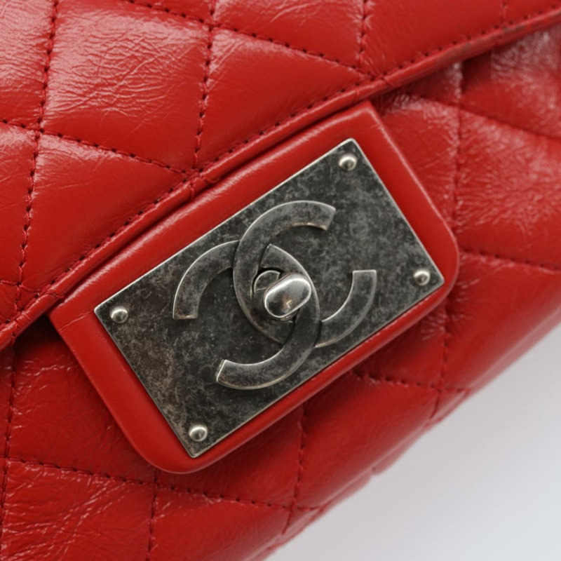 【日本直送】香奈兒 Matelasse 25 鏈條肩背包 小牛皮 紅色 CC 標誌 Auth 173308V-19