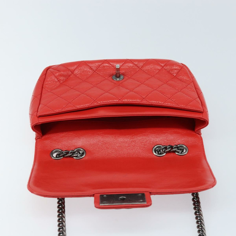 【日本直送】香奈兒 Matelasse 25 鏈條肩背包 小牛皮 紅色 CC 標誌 Auth 173308V-20