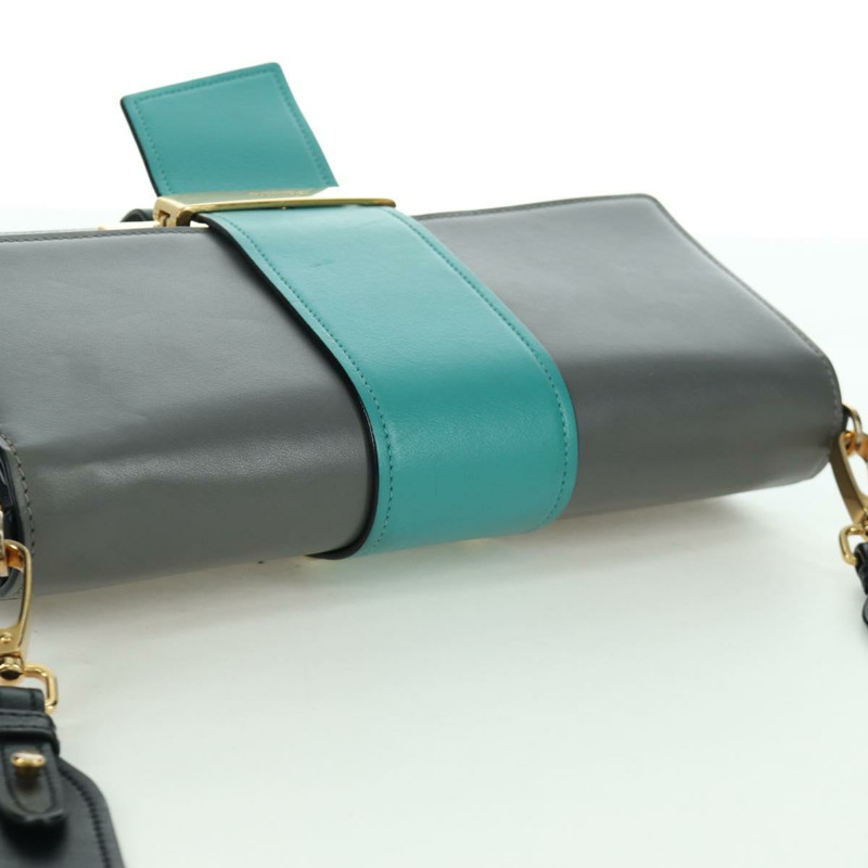 【日本直送】PRADA 灰色金色皮革肩背包，正品編號 173314V-6