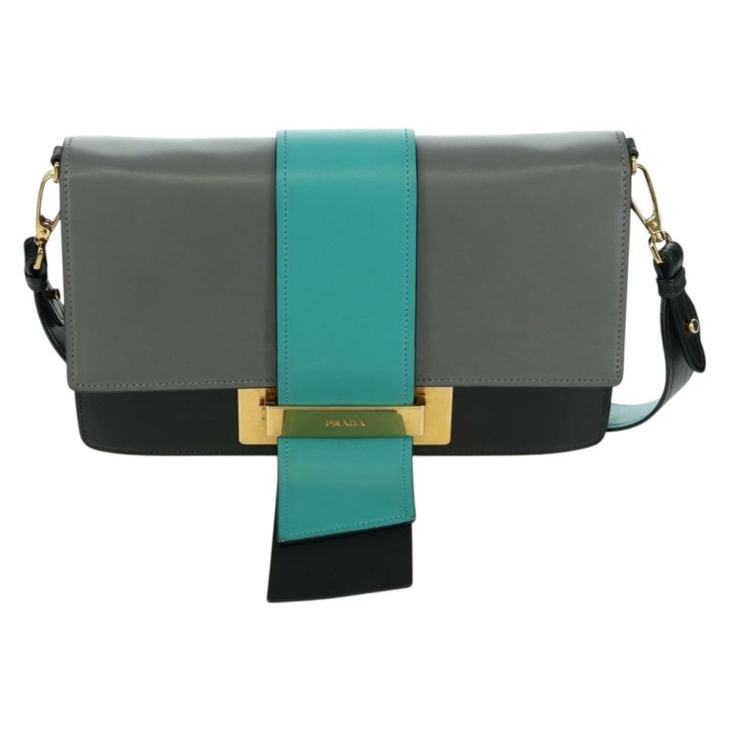 【日本直送】PRADA 灰色金色皮革肩背包，正品編號 173314V-12