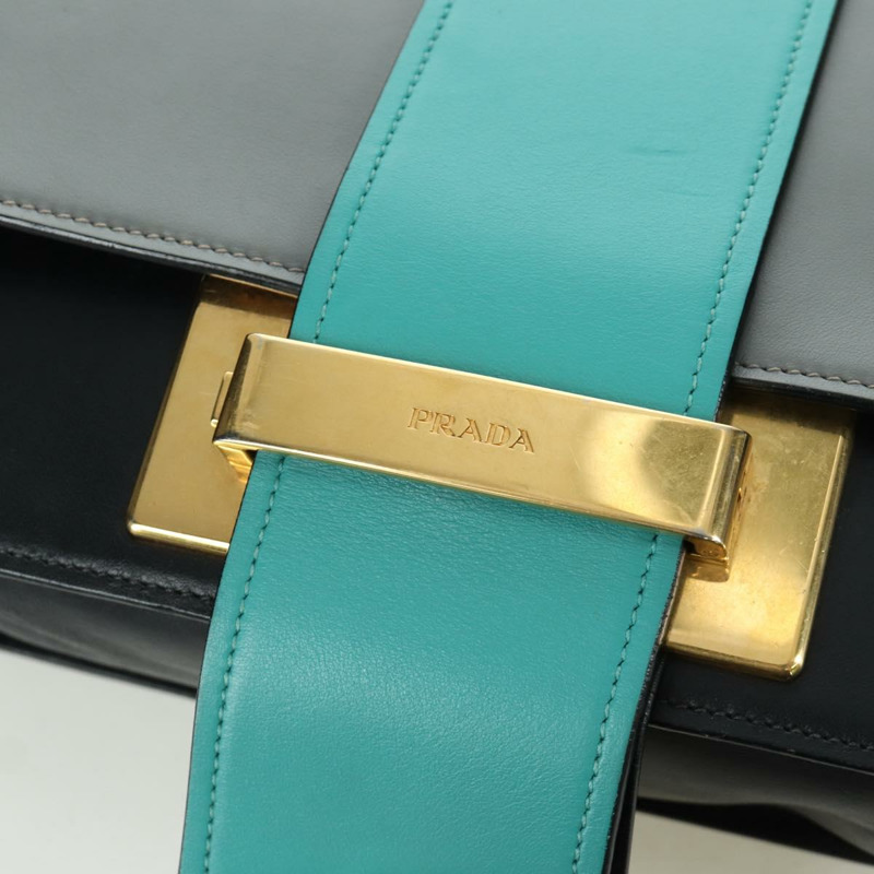【日本直送】PRADA 灰色金色皮革肩背包，正品編號 173314V-19