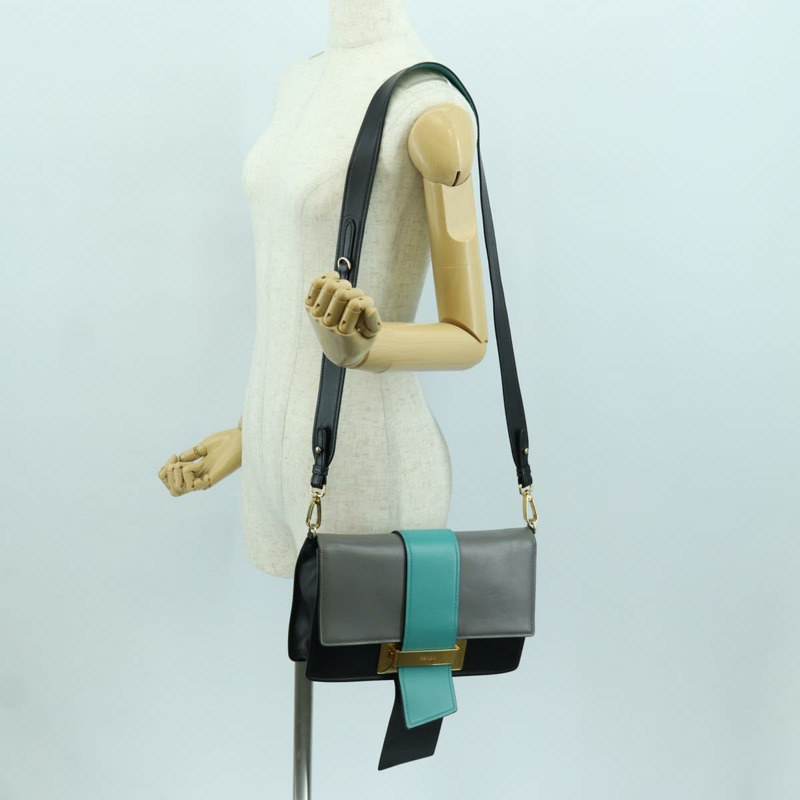 【日本直送】PRADA 灰色金色皮革肩背包，正品編號 173314V-26
