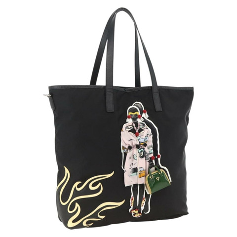 PRADA 尼龍托特包 黑色 銀色 正品 BA11146V