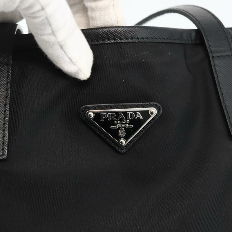 【日本直送】PRADA 尼龍托特包 黑色 銀色 正品 BA11146V-9