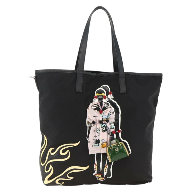 【日本直送】PRADA 尼龍托特包 黑色 銀色 正品 BA11146V-12