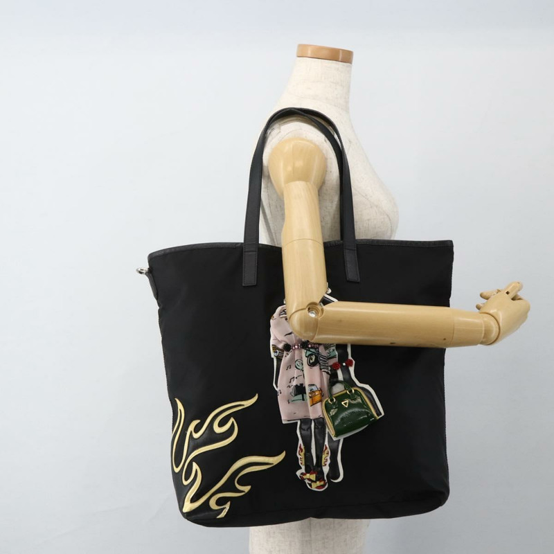 【日本直送】PRADA 尼龍托特包 黑色 銀色 正品 BA11146V-22