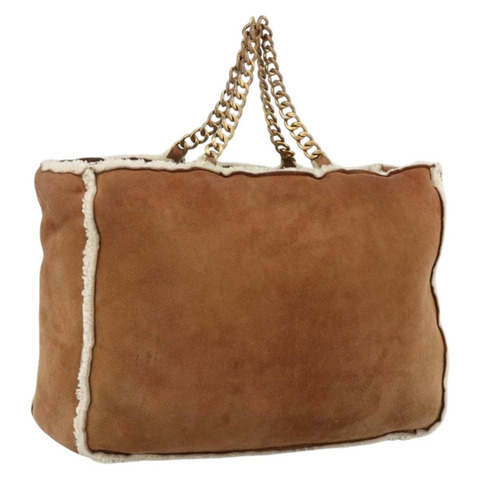 香奈兒鏈條手提包 Mouton 棕色金色 CC Auth bs33650