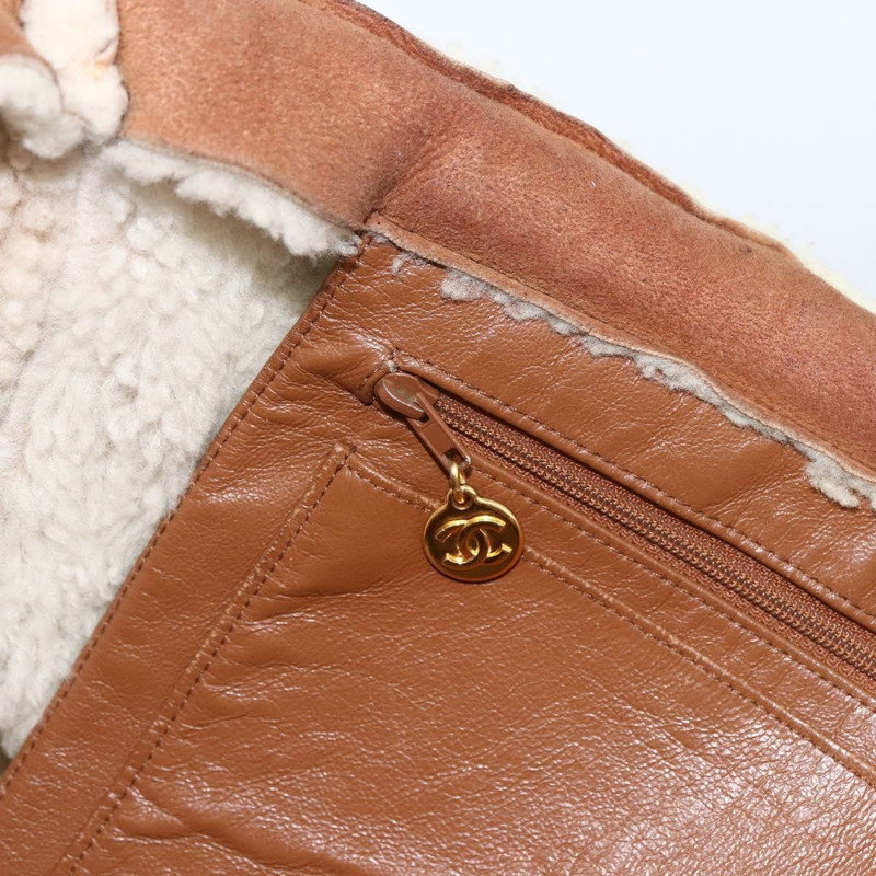 【日本直送】香奈兒鏈條手提包 Mouton 棕色金色 CC Auth bs33650-18