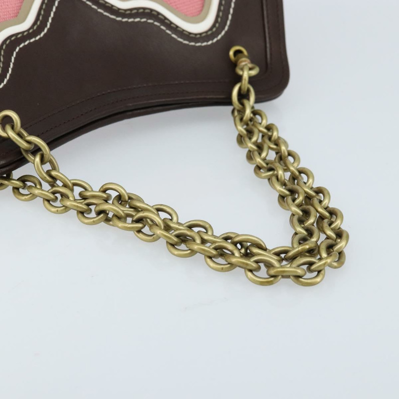 【日本直送】BOTTEGA VENETA 鏈條手提包 皮革帆布 兩用款 奧特萊斯 粉紅金色 正品 ARZ067V-6