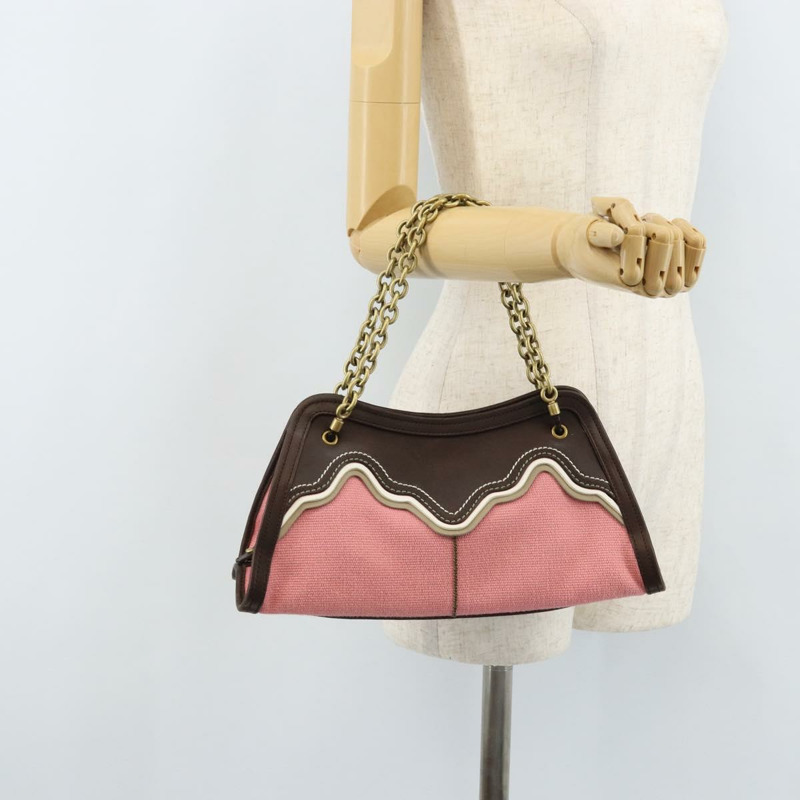 【日本直送】BOTTEGA VENETA 鏈條手提包 皮革帆布 兩用款 奧特萊斯 粉紅金色 正品 ARZ067V-21