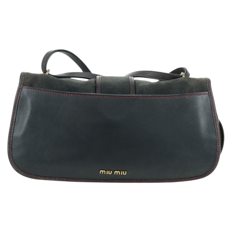 【日本直送】Miu Miu 單肩包 麂皮海軍藍金色 正品 ARZ130V-1