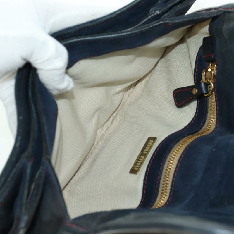 【日本直送】Miu Miu 單肩包 麂皮海軍藍金色 正品 ARZ130V-9