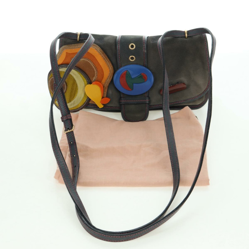 【日本直送】Miu Miu 單肩包 麂皮海軍藍金色 正品 ARZ130V-11