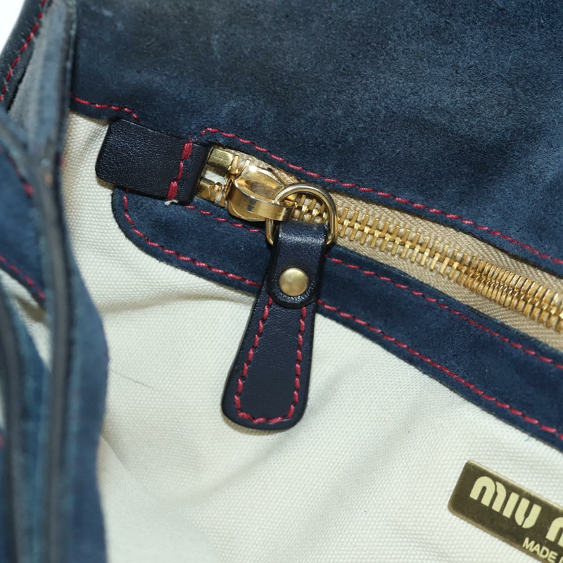 【日本直送】Miu Miu 單肩包 麂皮海軍藍金色 正品 ARZ130V-27