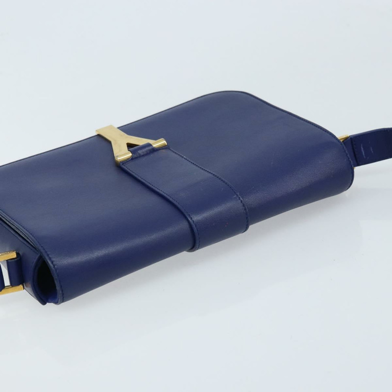 【日本直送】SAINT LAURENT Y Line 肩背包 皮革 藍色 金色 311214 正品 172514V-5