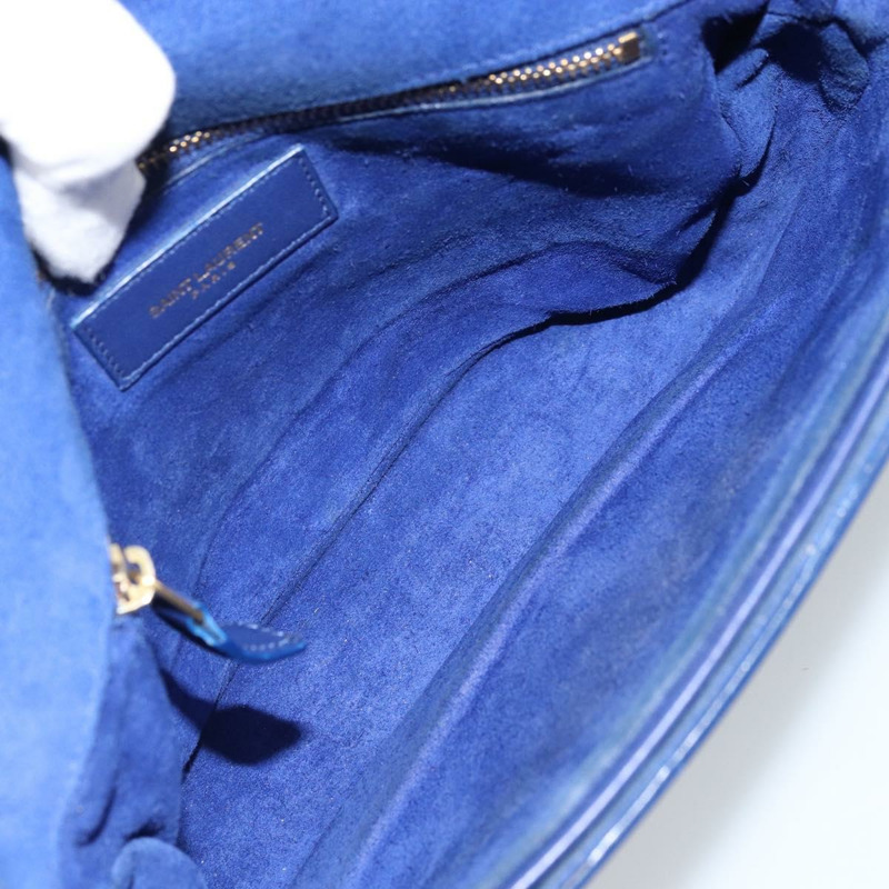 【日本直送】SAINT LAURENT Y Line 肩背包 皮革 藍色 金色 311214 正品 172514V-9