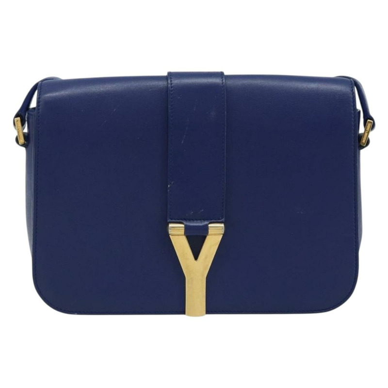 【日本直送】SAINT LAURENT Y Line 肩背包 皮革 藍色 金色 311214 正品 172514V-12