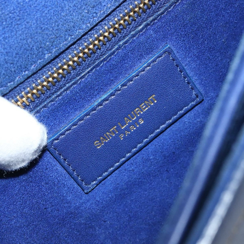 【日本直送】SAINT LAURENT Y Line 肩背包 皮革 藍色 金色 311214 正品 172514V-20
