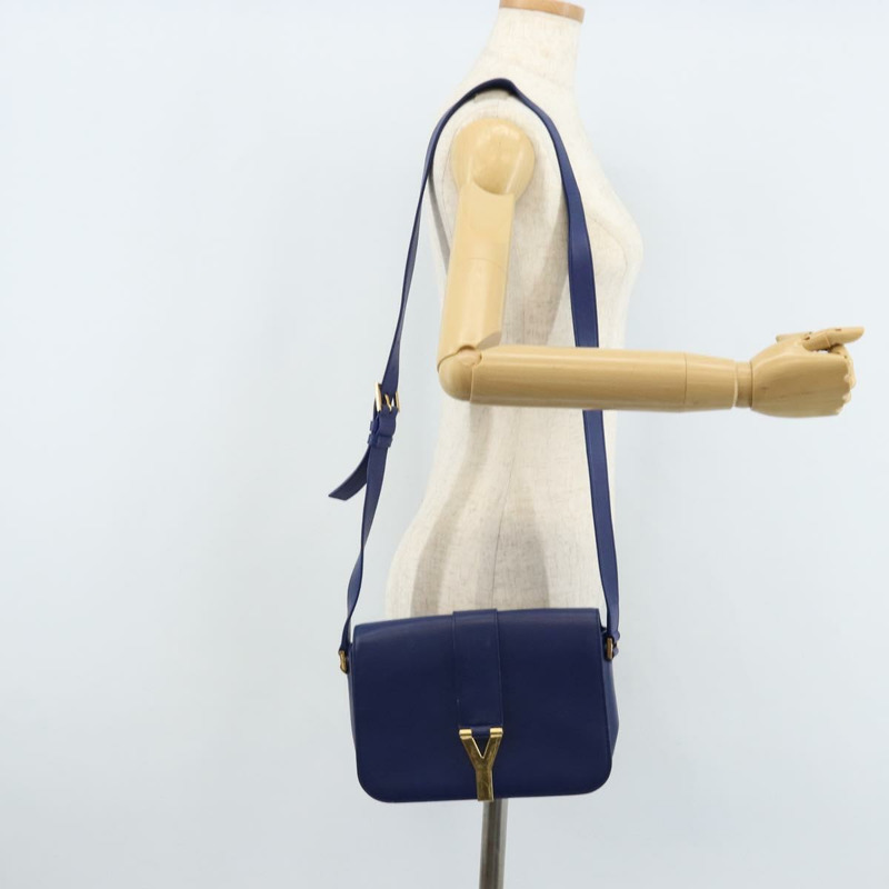 【日本直送】SAINT LAURENT Y Line 肩背包 皮革 藍色 金色 311214 正品 172514V-26