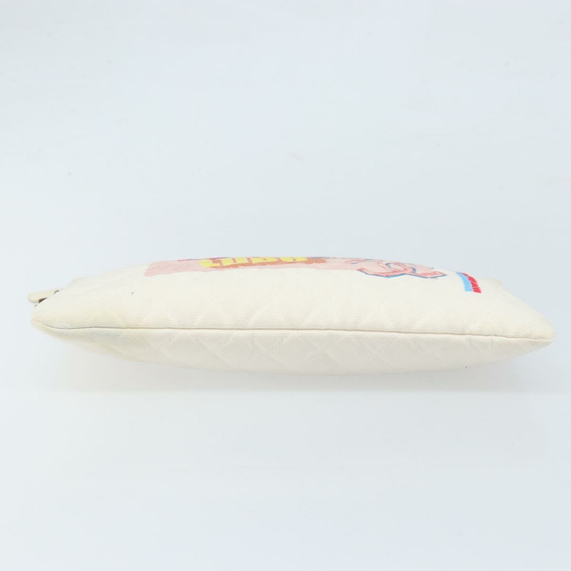 【日本直送】香奈兒 (CHANEL) Matelasse 帆布手拿包 白色 銀色 CC 標誌 Auth 172468V-5