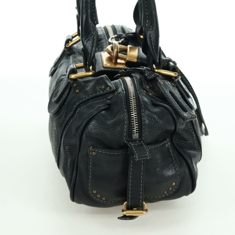 【日本直送】Chloe Paddington 手提包 皮革 黑色 金 銀色 正品 am10896V-3