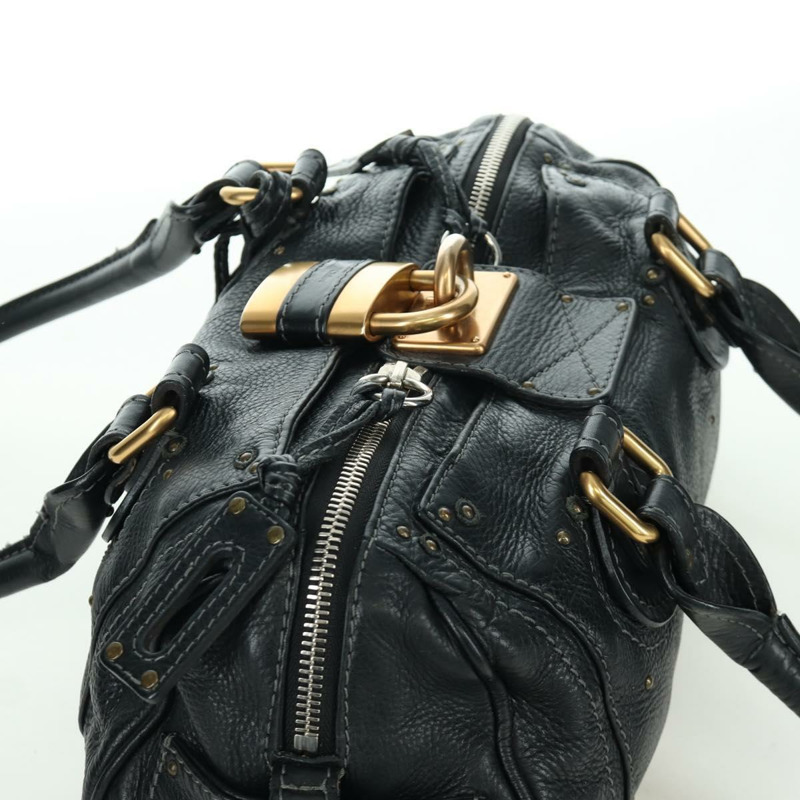 【日本直送】Chloe Paddington 手提包 皮革 黑色 金 銀色 正品 am10896V-5