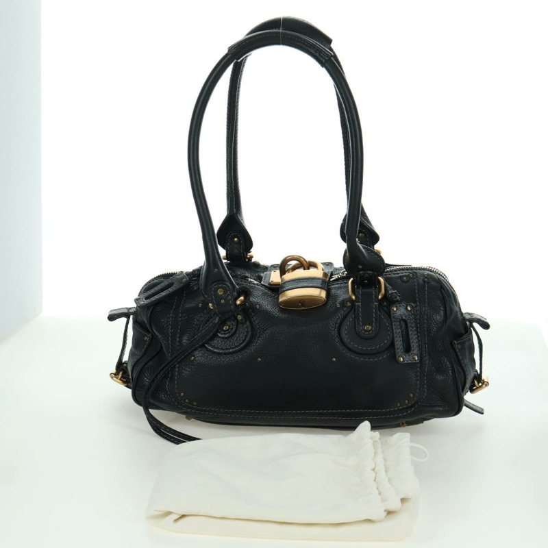 【日本直送】Chloe Paddington 手提包 皮革 黑色 金 銀色 正品 am10896V-11