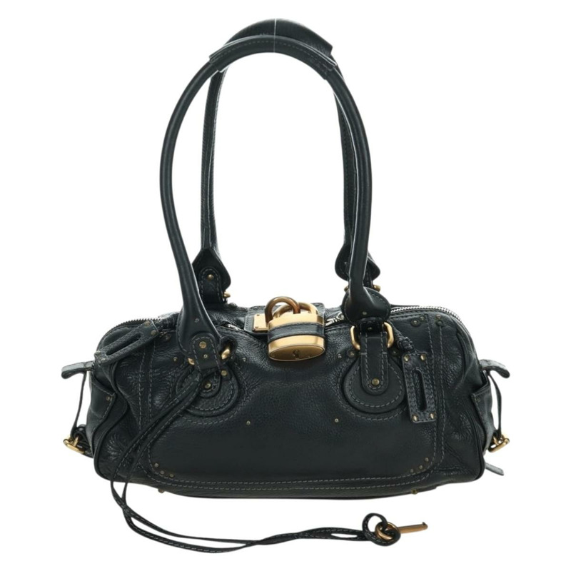 【日本直送】Chloe Paddington 手提包 皮革 黑色 金 銀色 正品 am10896V-12