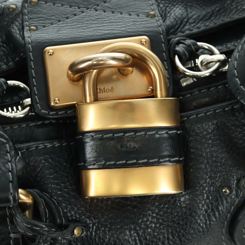 【日本直送】Chloe Paddington 手提包 皮革 黑色 金 銀色 正品 am10896V-17