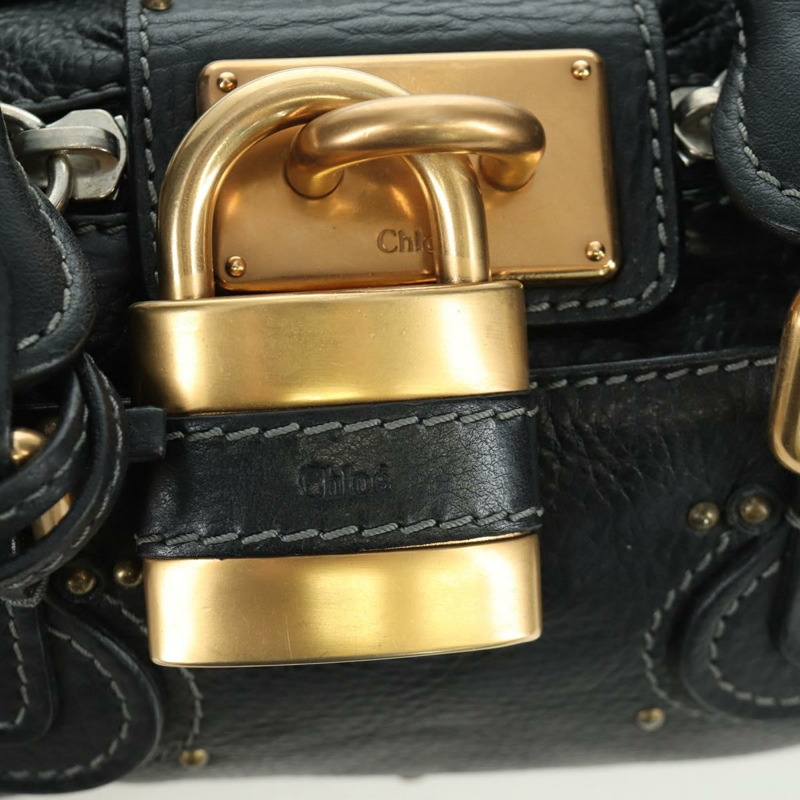 【日本直送】Chloe Mini Paddington 手提包，黑色金色銀色真皮款，正品 am10897SAV-9